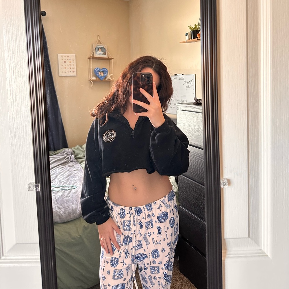 Youngla Cropped Quarter Zip Pullover Sweater - image 1